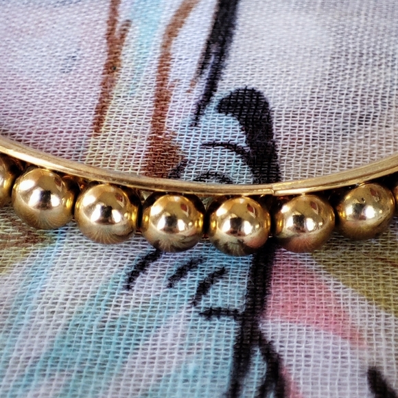Bangle Beaded Vintage Oversized Tarnish Free EUC Gold Tone Brass Timeless - Picture 2 of 8